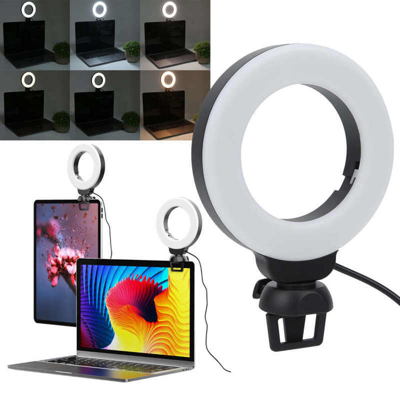 💡 4” USB LED Ring Light with Phone Holder – Dimmable Desk Light